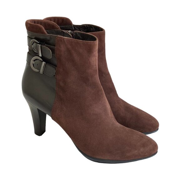 NEW AQUATALIA Roma Waterproof Suede Leather Side Zip Buckle Ankle Bootie - Picture 1 of 13